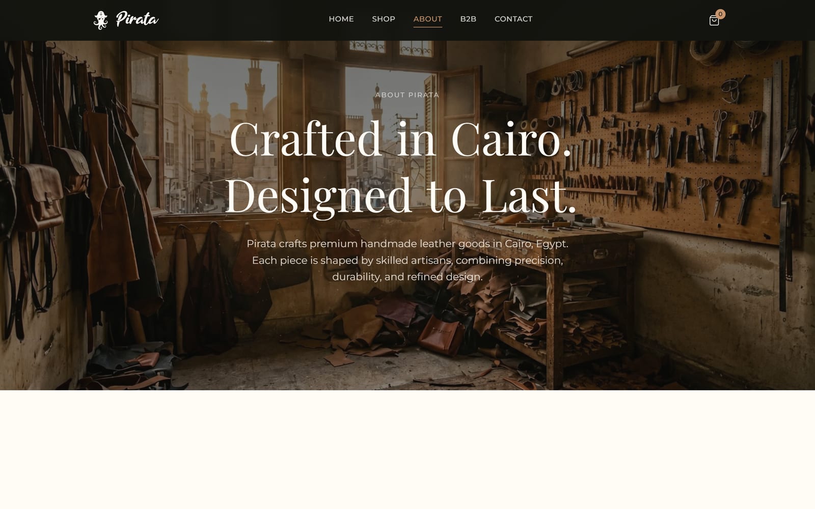 Pirata Goods brand story page
