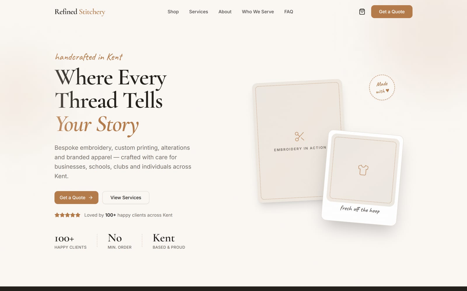 Refined Stitchery homepage hero
